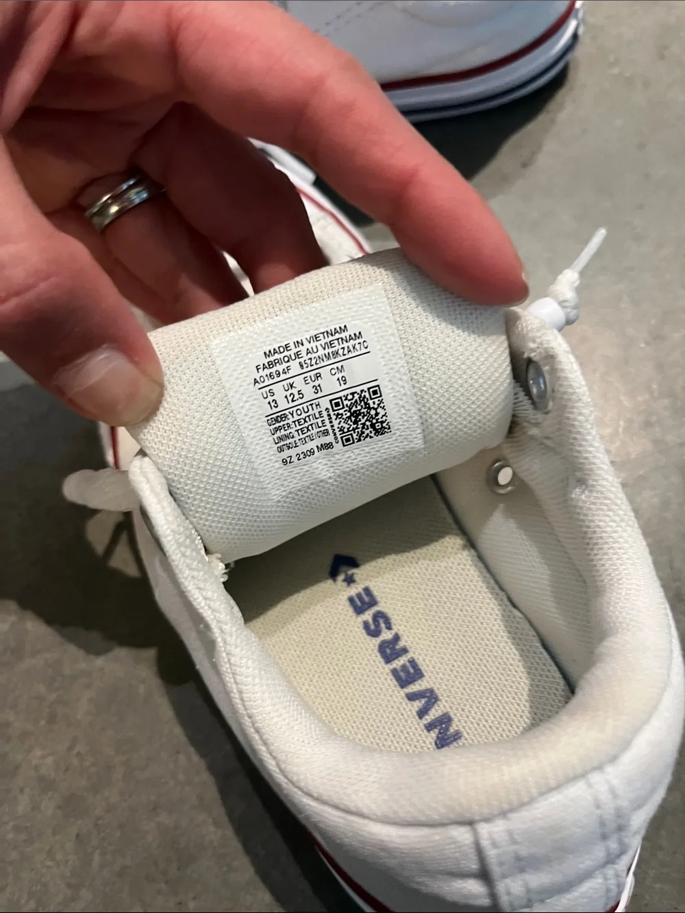 Converse Kids Low Top Sneakers in White with Red Trim